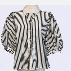 Velvet Heart Black and White Striped Button Down Shirt